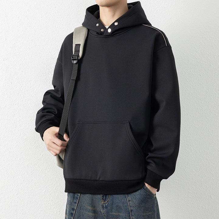 Herren Oversize-Kapuzenpullover mit Kängurutasche & Druckknopf-Hals Echo Archiv