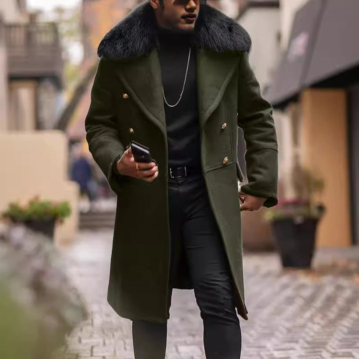 Herren eleganter Langmantel mit Teddyfellkragen Echoarchiv