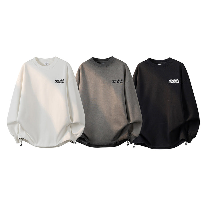 Damen Oversize-Sweatshirt mit gesticktem Schriftzug, abgerundetem Saum & überschnittener Schulter Echoarchiv