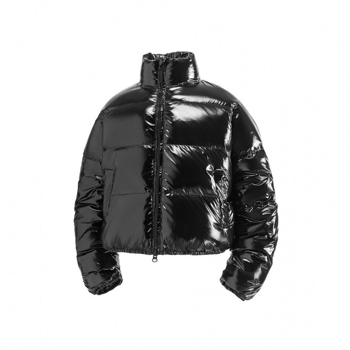 Damen Kurz geschnittene glänzende Steppjacke im Cropped‑Fit mit hohem Stehkragen Echo Archiv