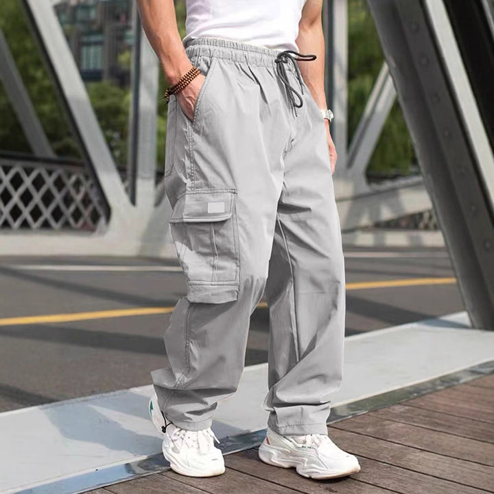 Herren lässige Cargo-Hose mit elastischem Bund und multifunktionalen Taschen – Bravaro