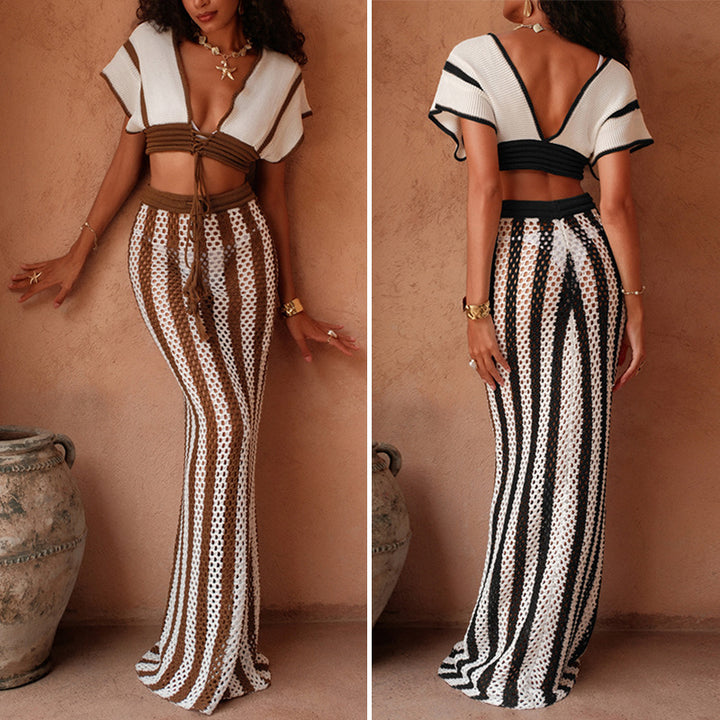Damen Crop-Top und eleganter Palazzo-Hose Set Echo Archiv