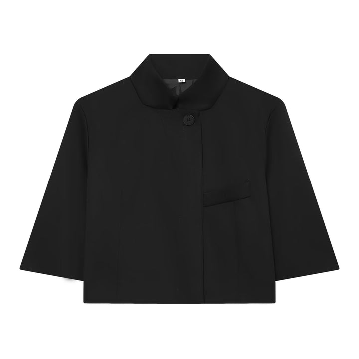 Damen Kurzgeschnittene Boxy-Jacke mit Stehkragen und Dreiviertelärmeln Echo Archiv