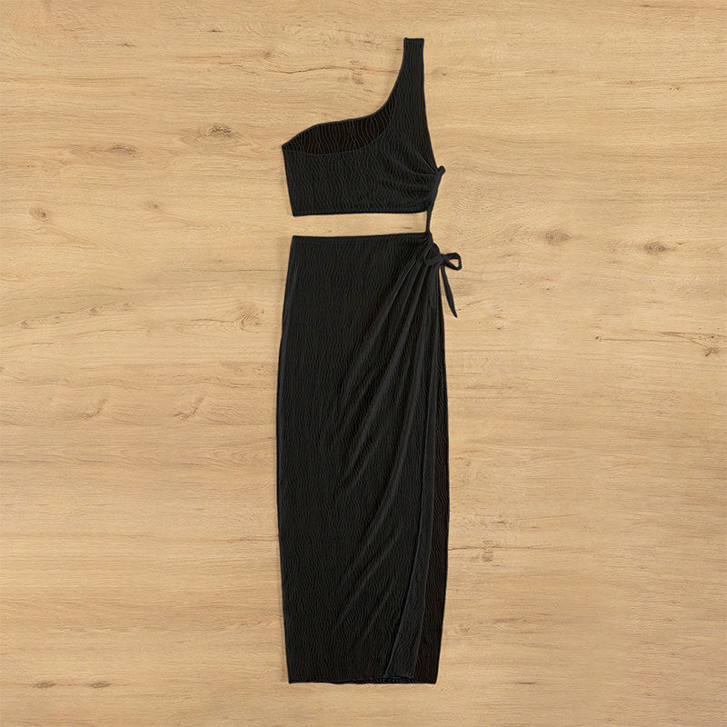 Damen asymmetrisches Crop-Top mit lässigem Midi-Rock Echo Archiv