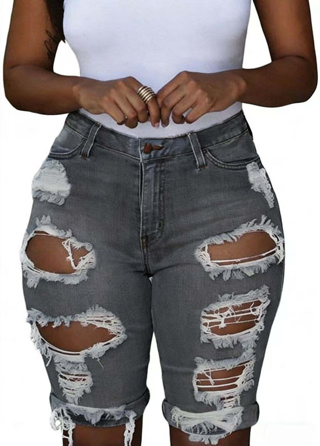 Damen Destroyed Denim-Hose mit lässigem Schnitt und modischen Rissdetails Echo Archiv