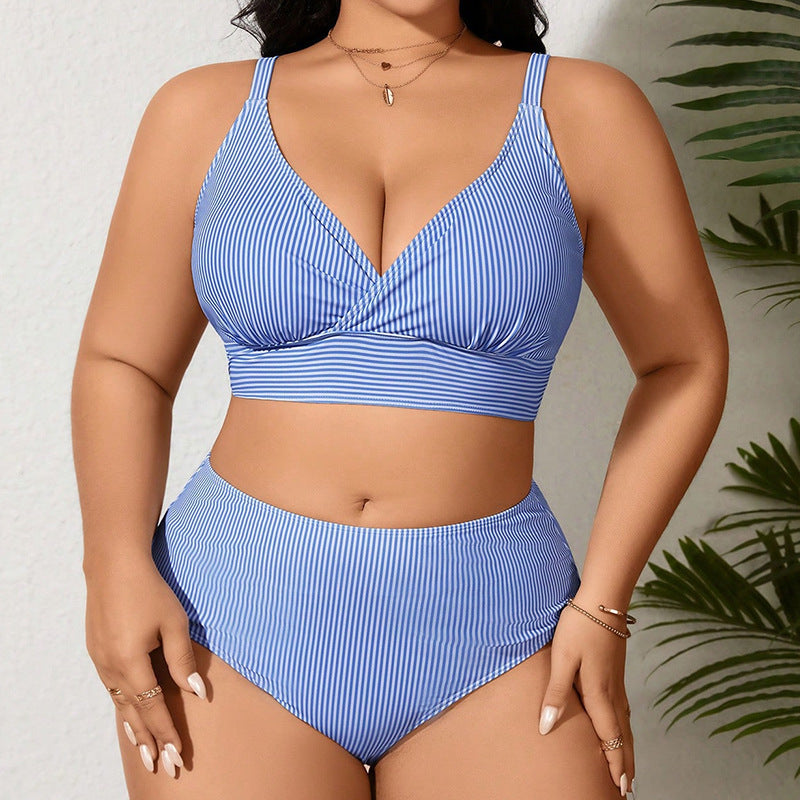 Damen Hochtaillierter Bikini mit modischem Streifenmuster Echo Archiv