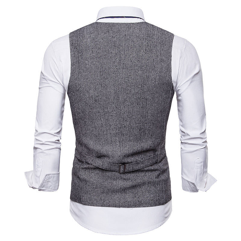Herren elegante Weste im klassischen Herringbone-Design mit praktischen Taschen – Marzano