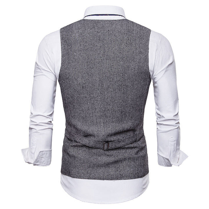 Herren elegante Weste im klassischen Herringbone-Design mit praktischen Taschen – Marzano