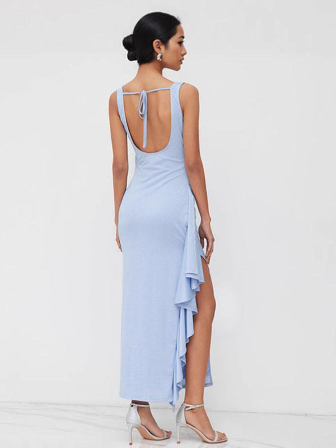 Damen figurbetontes Maxikleid mit elegantem Schnitt und aufregenden Details – Valéora