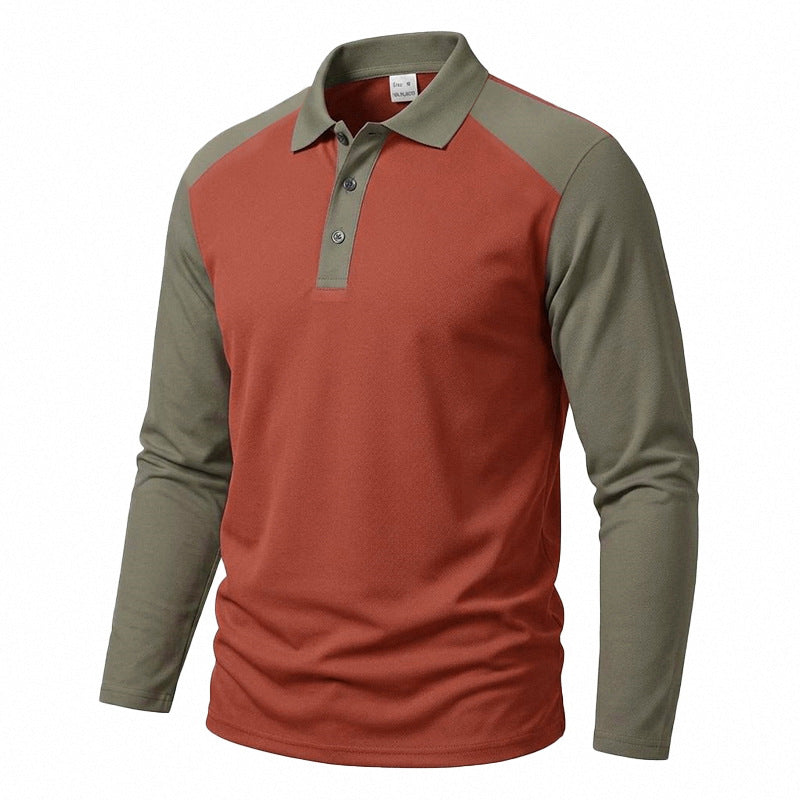 Herren nan langärmeliges Raglan-Polo aus Baumwollmix mit Knopfleiste und ergonomischem Schnitt Echo Archiv