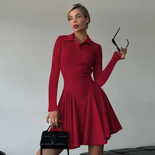 Damen Polo-Kleid mit langen Ärmeln und schwingendem Rock Echo Archiv