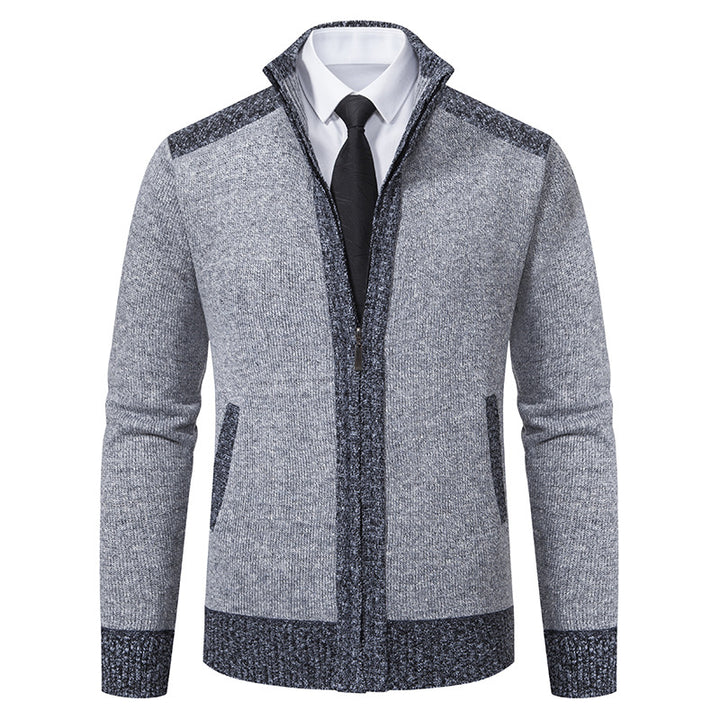 Herren nan strukturierter Strickcardigan mit Stehkragen und durchgehendem Reißverschluss Echo Archiv