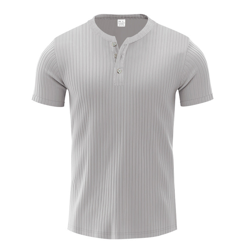 Herren Kurzarm-Henley-T-Shirt mit strukturiertem Design Echoarchiv