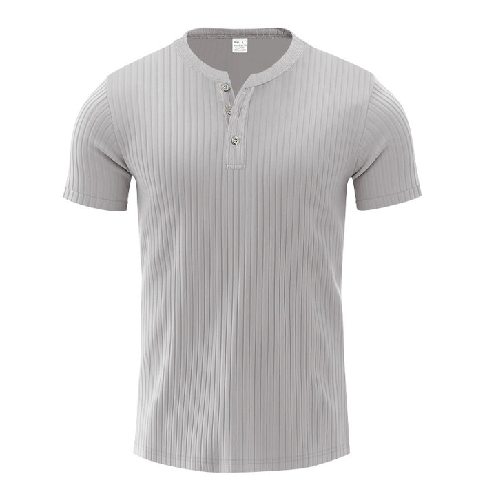 Herren Kurzarm-Henley-T-Shirt mit strukturiertem Design Echoarchiv