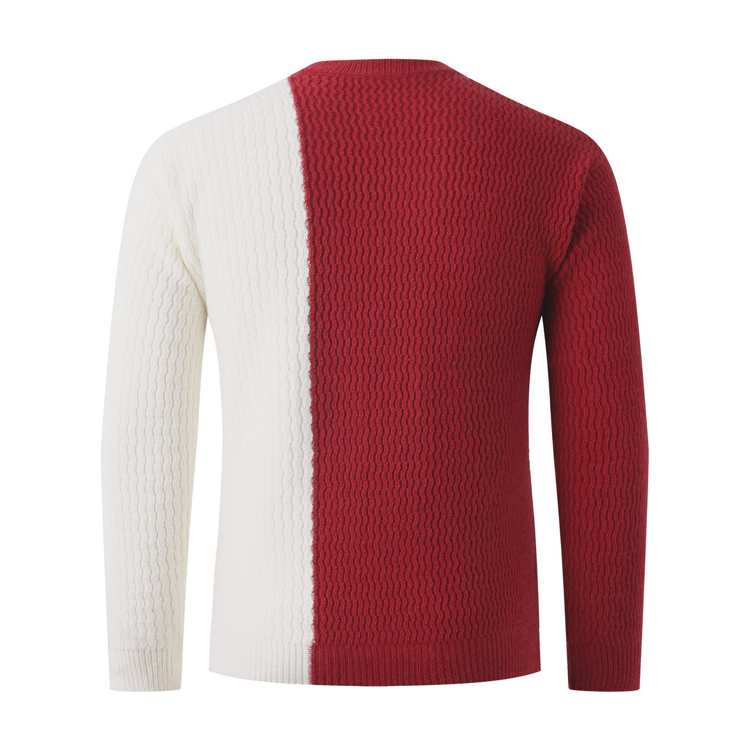 Herren Strickpullover mit modernem Zopfmuster und kontrastierenden Details Echoarchiv