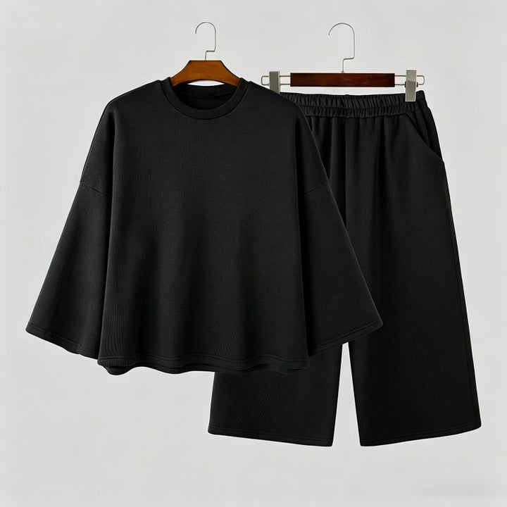 Damen Weiches Oversize-Lounge-Set mit weiten Fledermausärmeln und elastischer Bundhose Echoarchiv