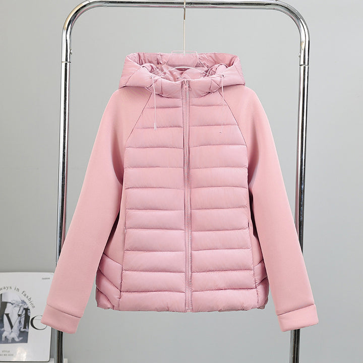 Damen Leichtgewichtige Hybrid-Pufferjacke mit Kapuze und Softshell-Ärmeln Echo Archiv