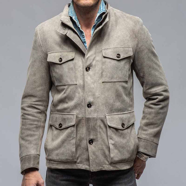 Herren lässige Wildlederjacke mit praktischen Pattentaschen Echoarchiv
