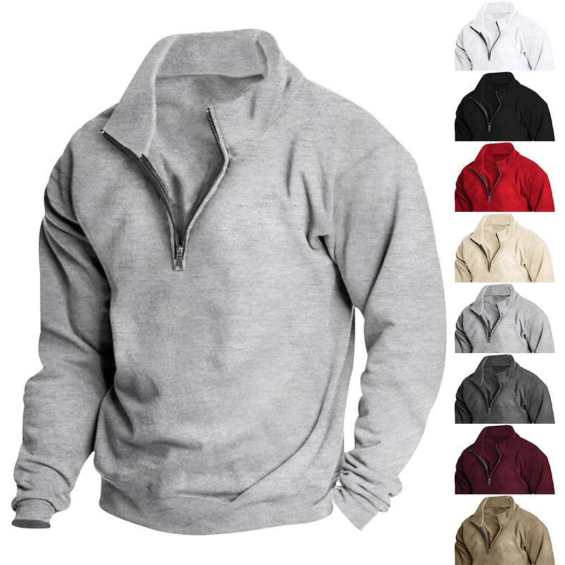 Herren Sportlicher Stehkragenpullover mit Reißverschluss Echoarchiv