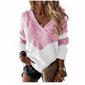 Damen nan V-Ausschnitt Strickpullover mit Chevron-Muster und Oversize-Schnitt Echo Archiv