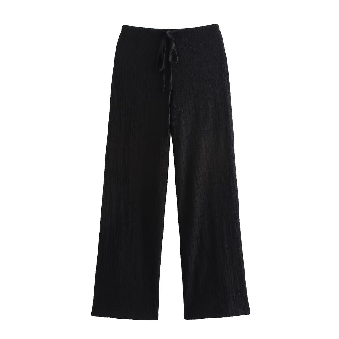 Damen nan leichte Crinkle-Loungebuxe mit weitem Bein und Tunnelzug Echo Archiv