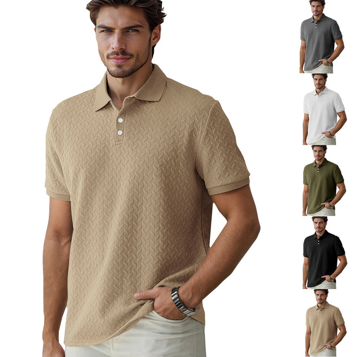 Herren nan feingewobenes Polohemd mit Chevron-Reliefstruktur und kurzer Knopfleiste Echo Archiv