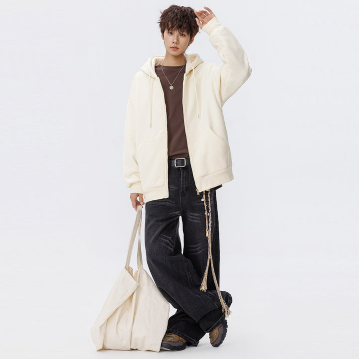 Unisex Oversize Kapuzen-Sweatjacke mit durchgehendem Reißverschluss, Kängurutaschen und gerippten Bündchen Echo Archiv