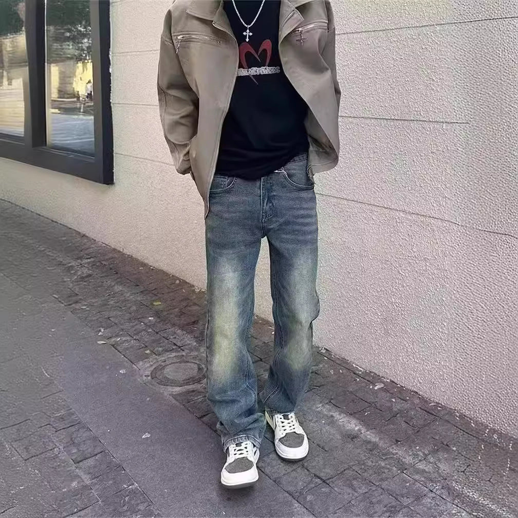 Herren High-Waist Jeans im Used-Look mit lässiger Passform Echoarchiv