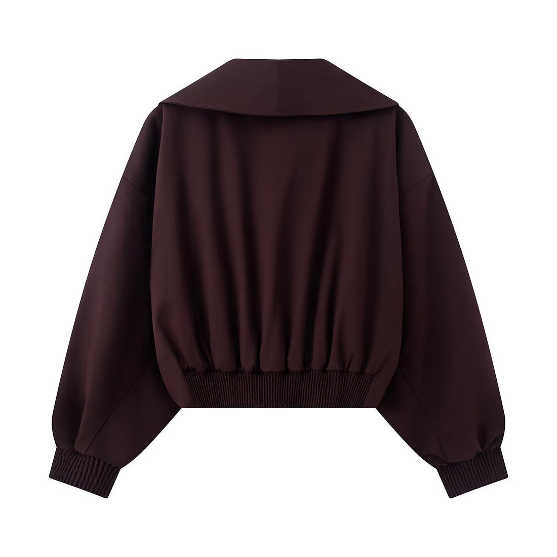 Damen Kurze Oversized Jacke mit breitem Schalkragen, Ballonärmeln und Taillenriegel Echoarchiv