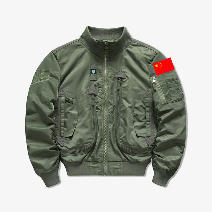 Herren Modische Bomberjacke mit Mehreren Taschen Echo Archiv