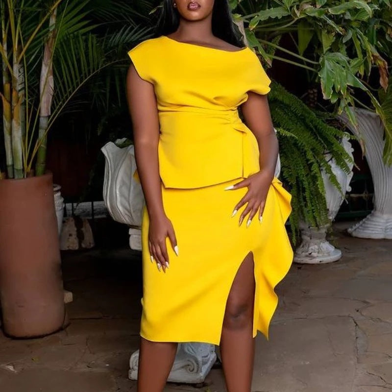 Damen elegantes Wickelkleid mit voluminösem Schößchen Echo Archiv