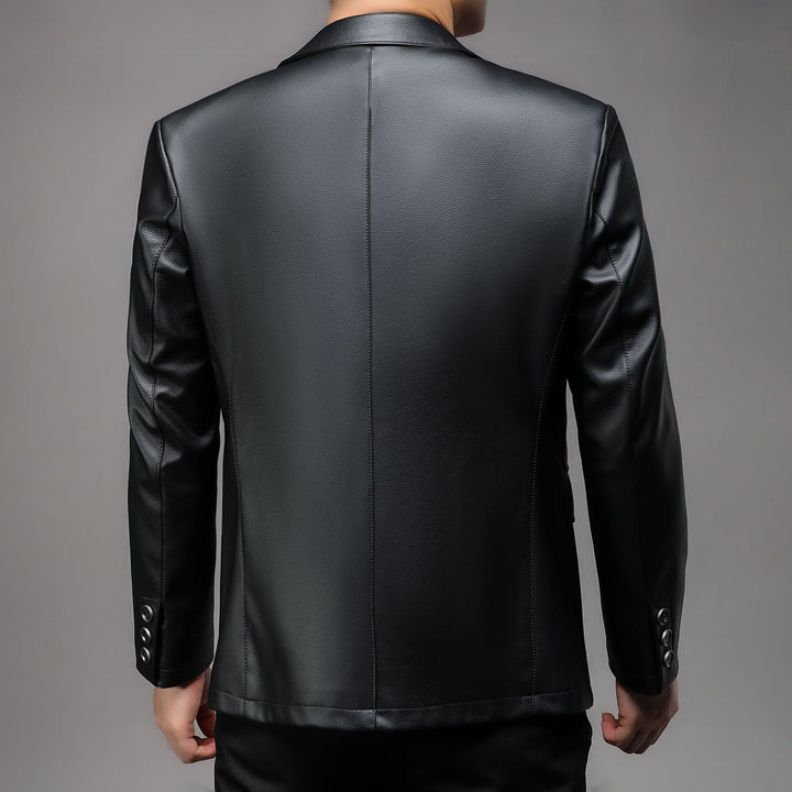 Herren eleganter Kunstleder-Blazer mit klassischem Schnitt Echoarchiv