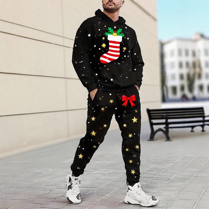 Herren Weihnachtsmotiviere Kapuzenpullover und Jogginghose Set Echoarchiv