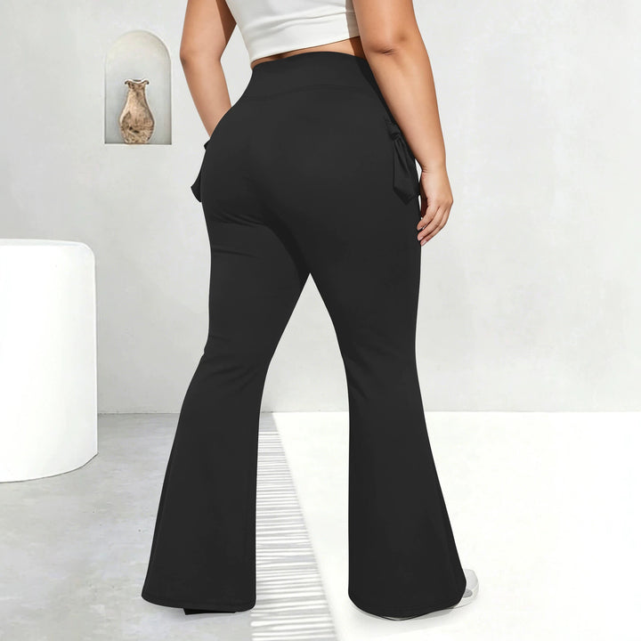 Damen High-Waist Flared-Leggings mit seitlichen Rüschen- und Handytaschen echoarchiv-