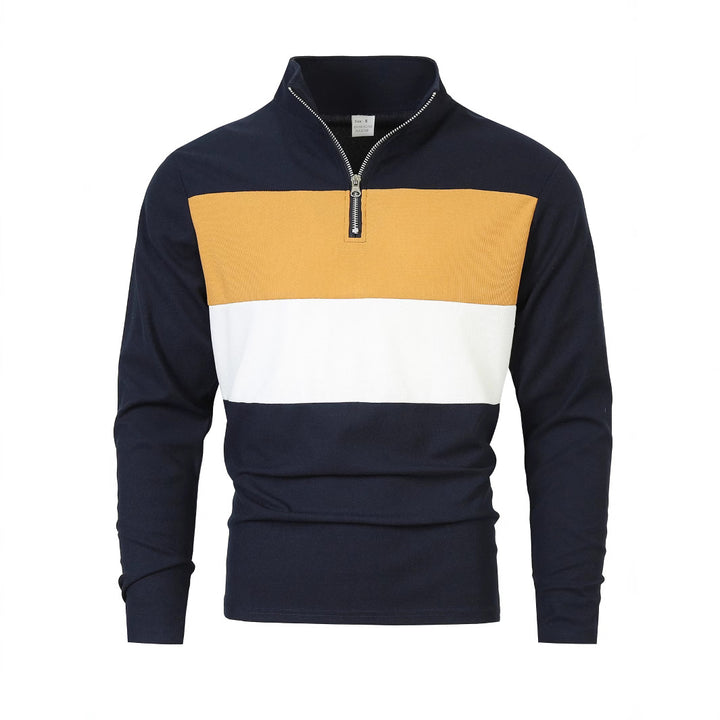 Herren modischer Pullover mit Reißverschluss und Farbblockdesign Echoarchiv