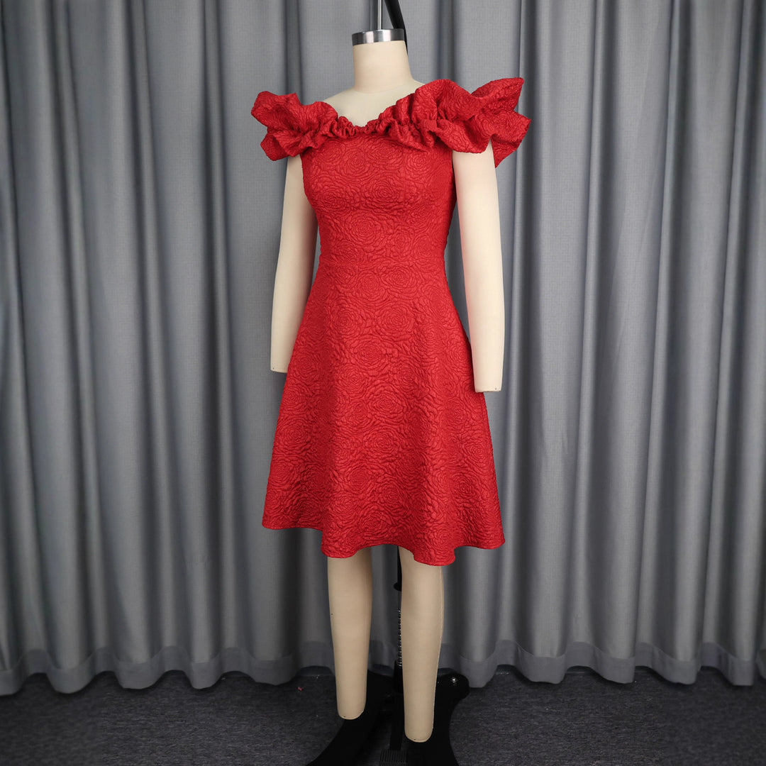 Damen A-Linien Kleid mit Volantärmel Echo Archiv
