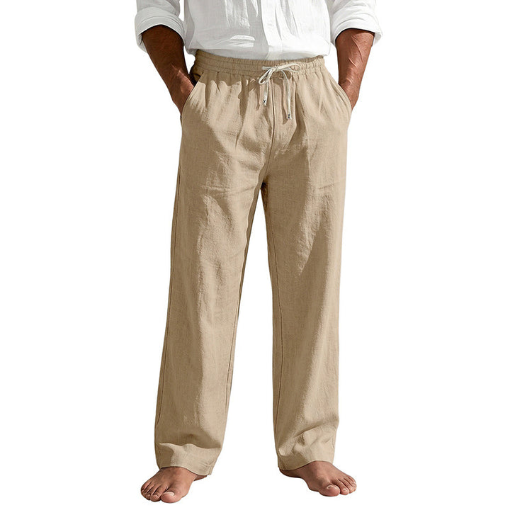 Herren Leinenoptik Relaxhose mit elastischem Bund, Tunnelzug und Seitentaschen – Sorevano