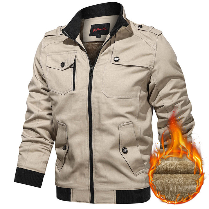 Herren nan gefütterte Utility-Bomberjacke mit Teddyfutter, Schulterpatten und multifunktionalen Taschen Echo Archiv