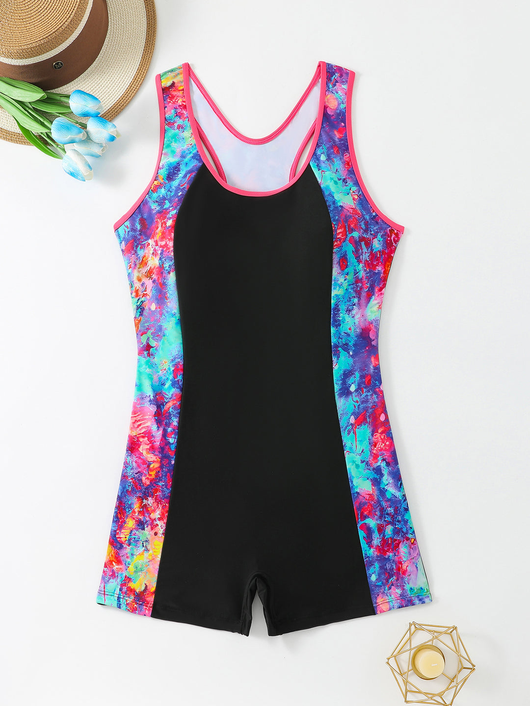 Damen Sportlicher Kurzschwimmanzug Echo Archiv