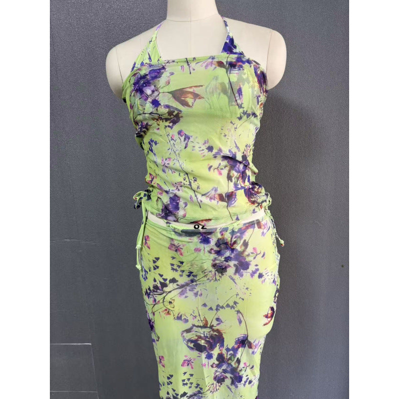 Damen Strandkleid mit modischem Wickeldesign und floralem Muster Echo Archiv