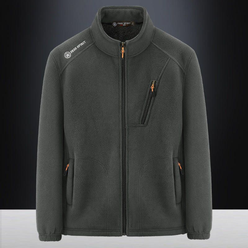 Herren Warme Microfleece-Outdoorjacke mit Brustreißverschluss, Seitentaschen und Stehkragen Echo Archiv
