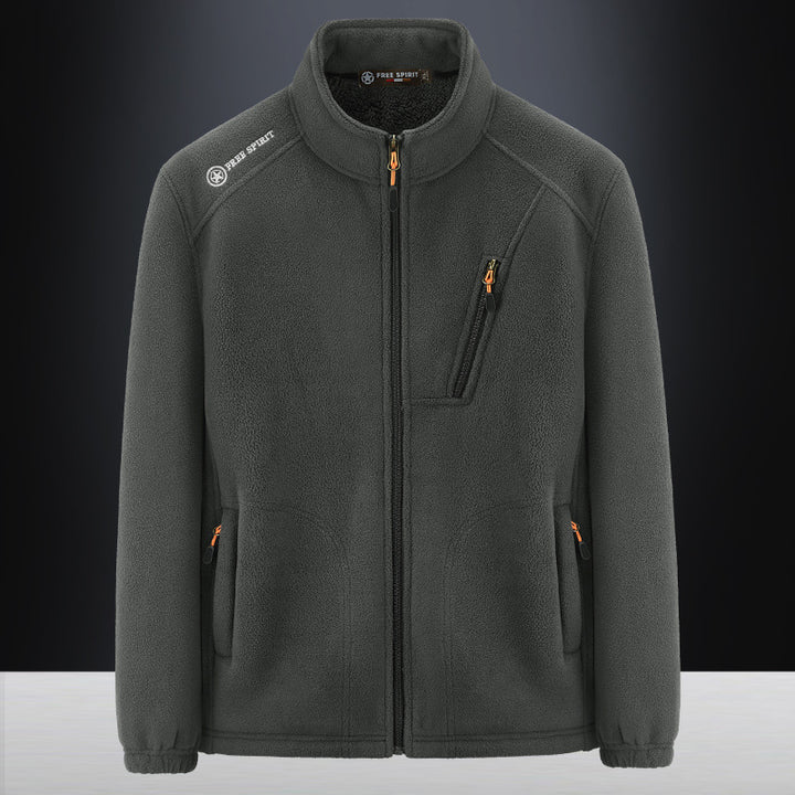 Herren Warme Microfleece-Outdoorjacke mit Brustreißverschluss, Seitentaschen und Stehkragen Echo Archiv