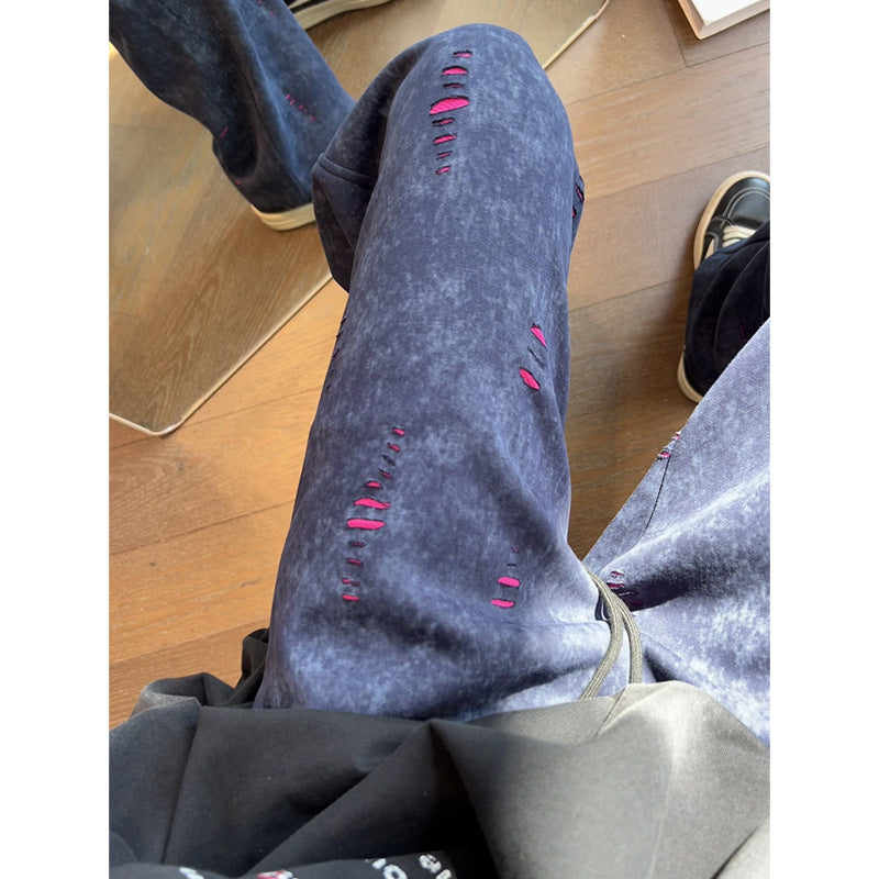 Herren Oversized Cordhose mit Distressed‑Details, weitem Bein und Tunnelzug Echo Archiv