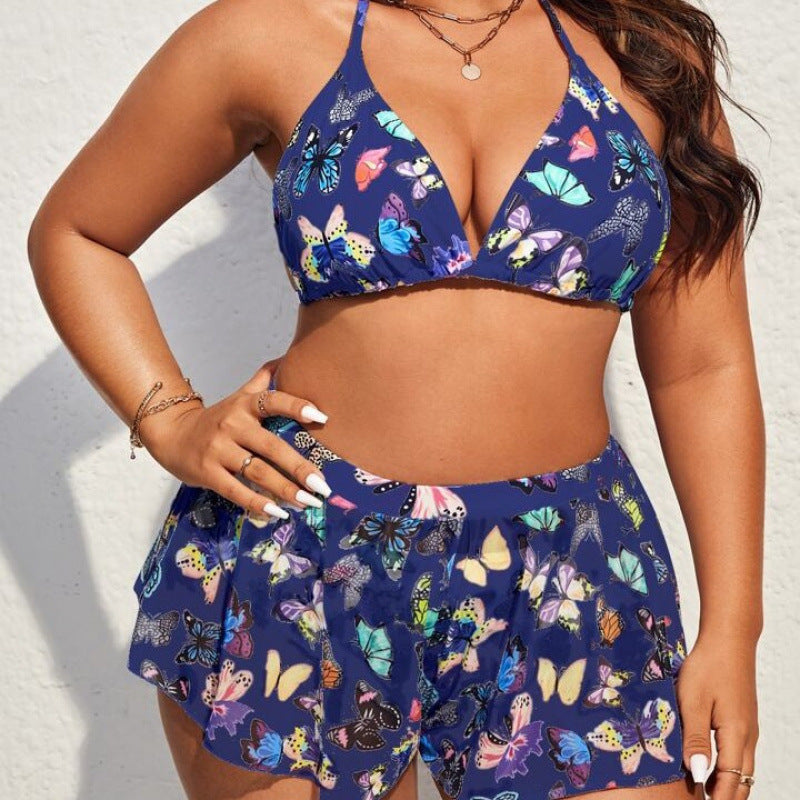 Damen Bikiniset mit modischen Shorts und buntem Schmetterlingsdesign Echo Archiv
