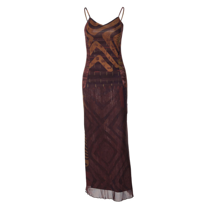 Damen Lässiges Maxikleid mit raffiniertem Grafikmuster Echo Archiv