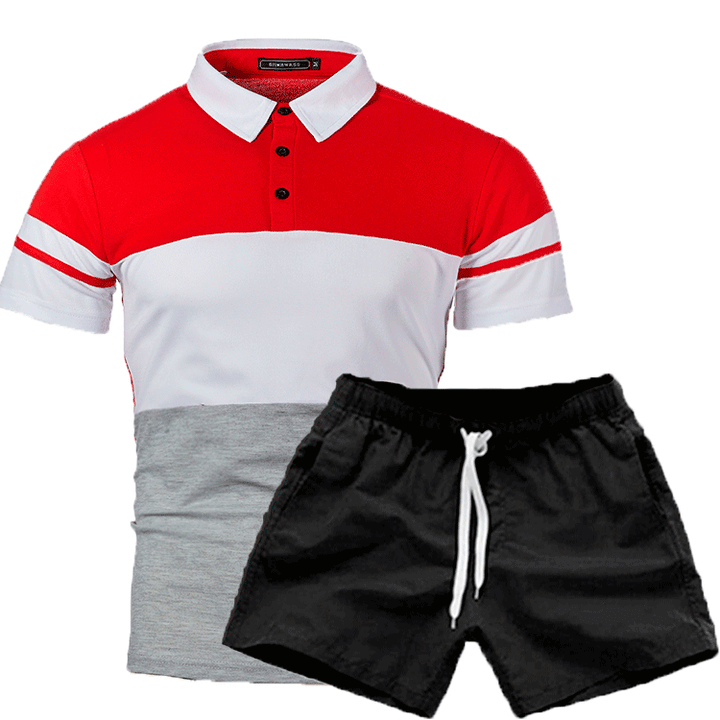 Herren Polohemd und Schwimmshorts Set mit modernen Akzenten Echoarchiv