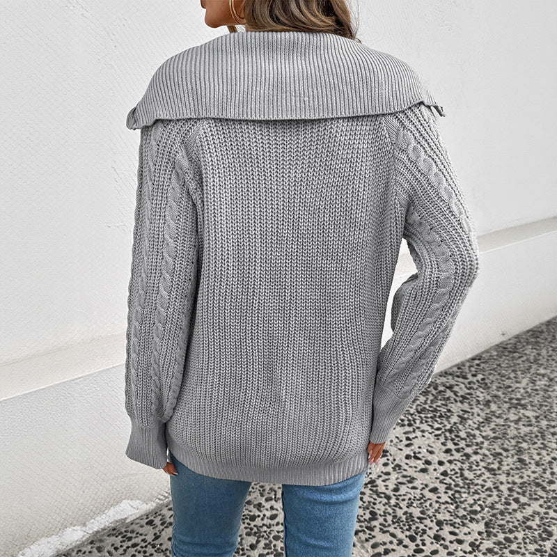 Damen Strick-Halbzip-Pullover mit Kapuze, Zopfstruktur & gerippten Bündchen Echoarchiv