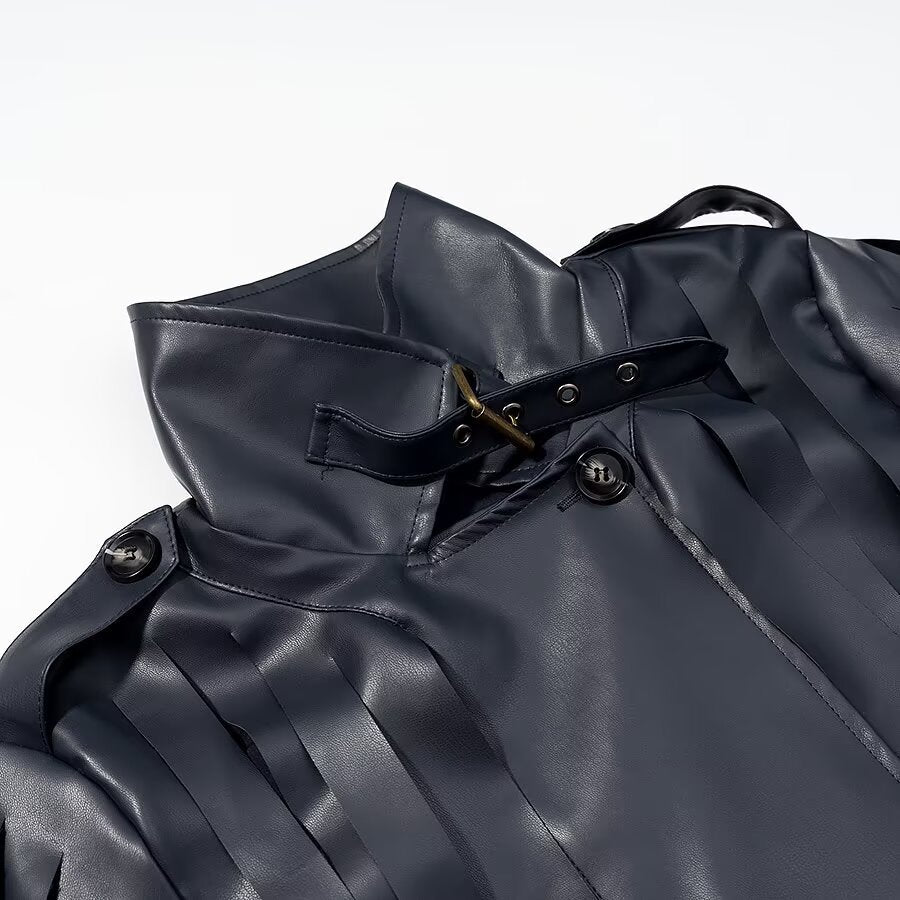 Damen Lederimitat‑Fransenblouson mit Stehkragen und Taillengürtel Echo Archiv
