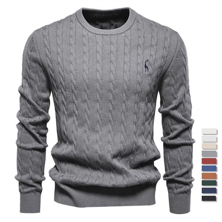Herren Strickpullover mit Zopfmuster und Rundhalsausschnitt – Norvane