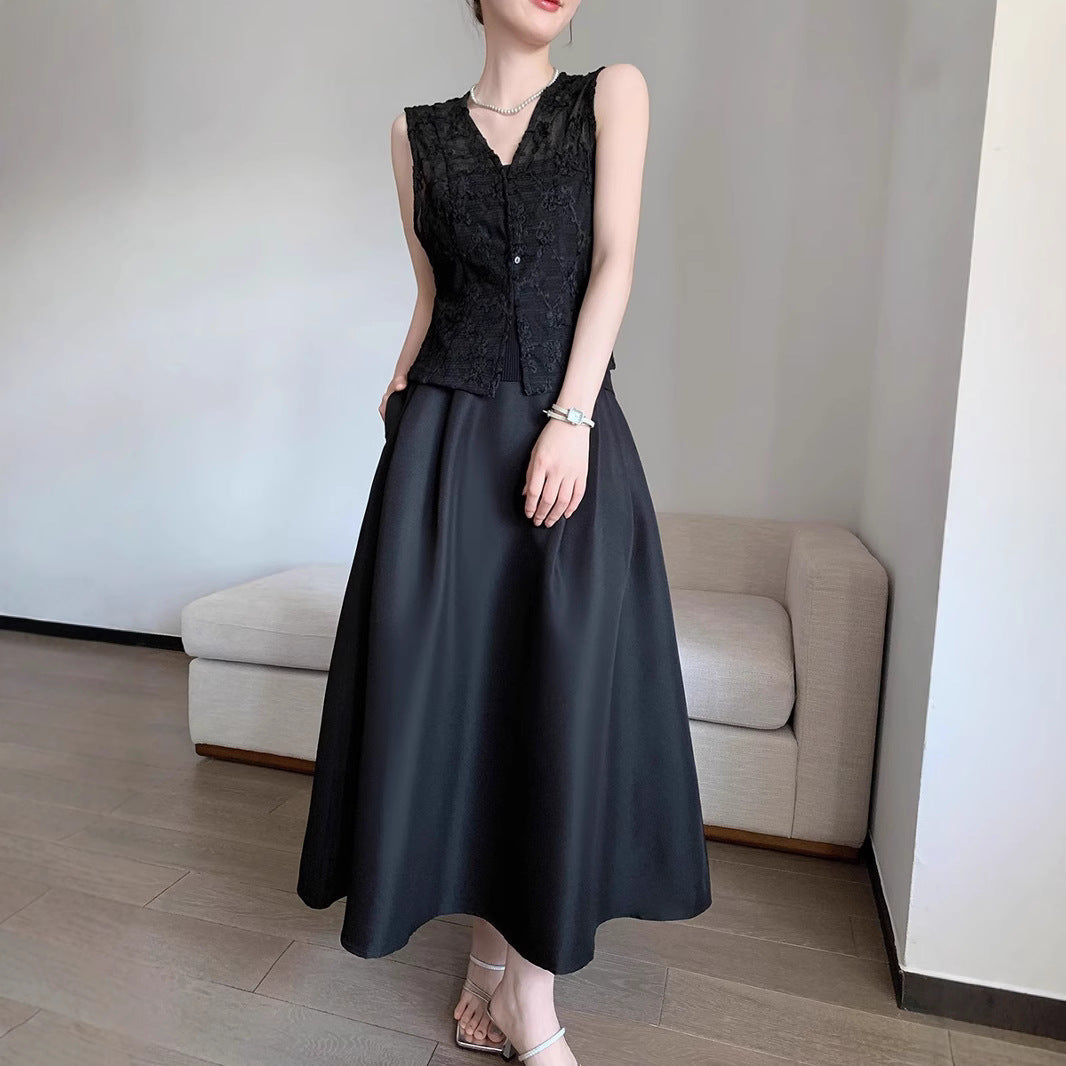 Damen Elegantes Maxikleid mit tailliertem Schnitt Echoarchiv